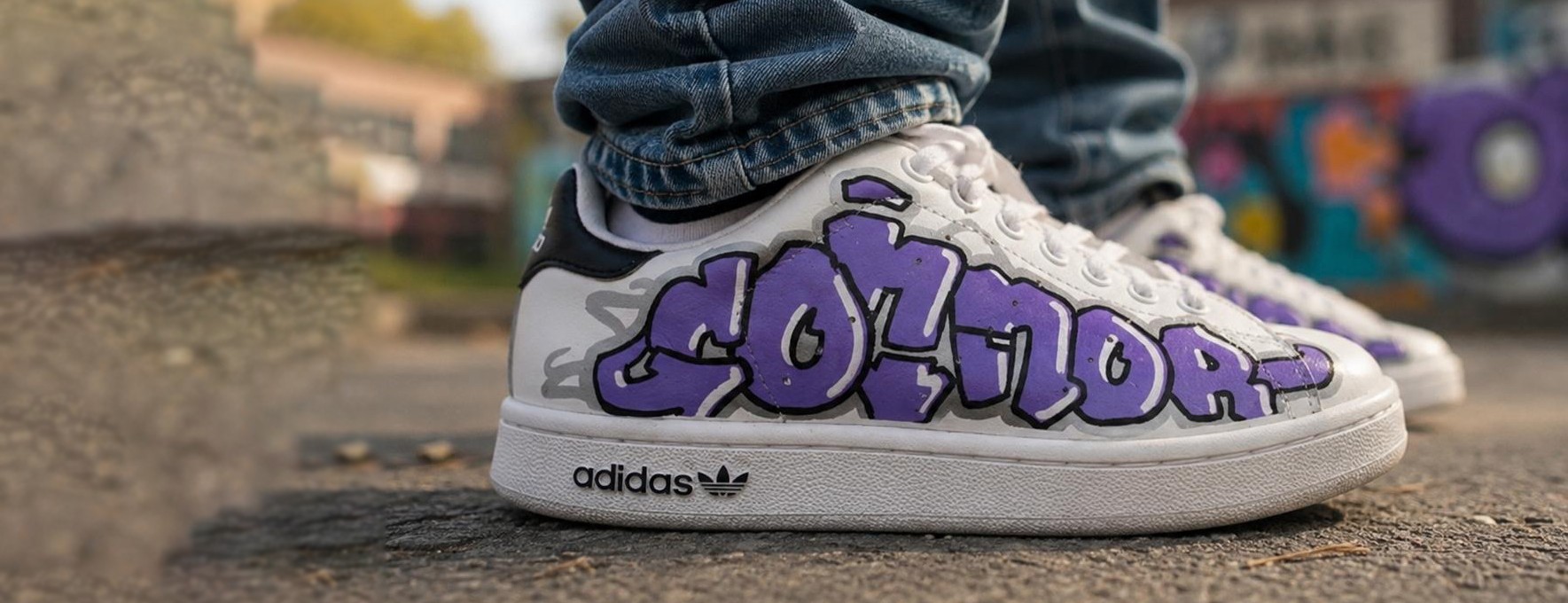 Hand-painted custom kids' trainers by BUBBLEHOPS