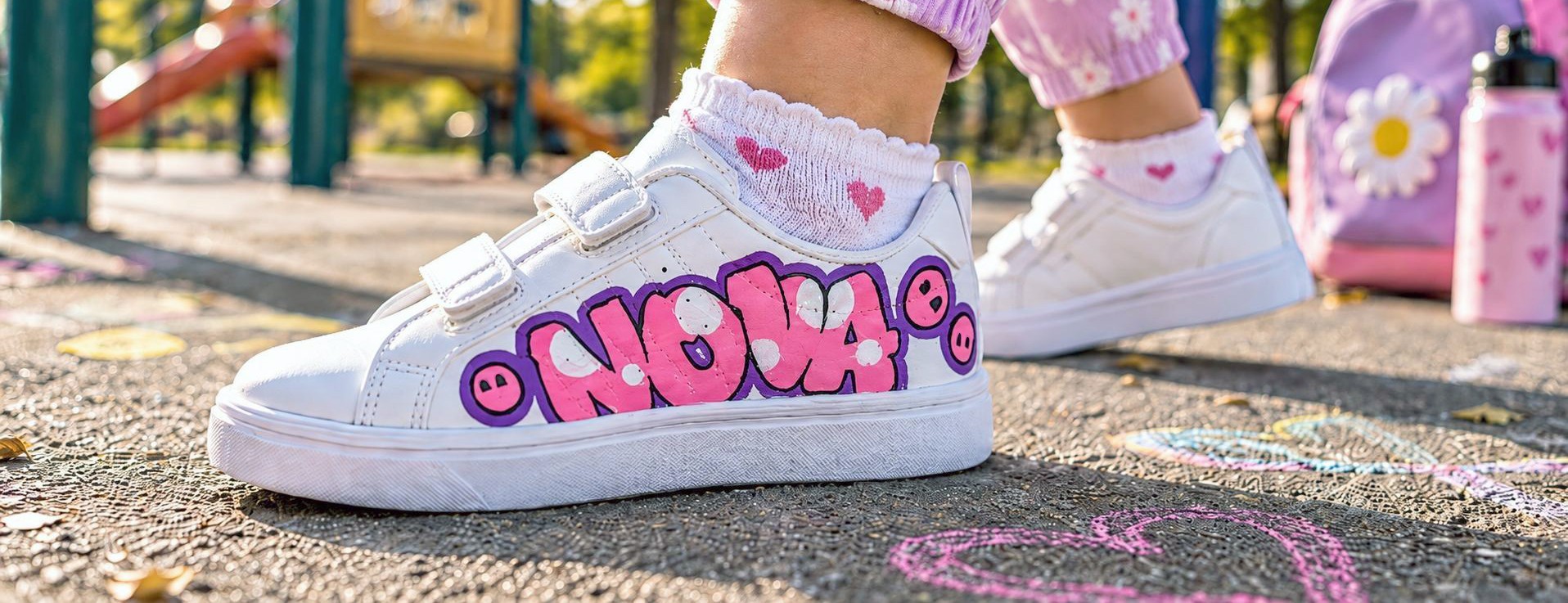 Hand-painted custom kids' trainers by BUBBLEHOPS